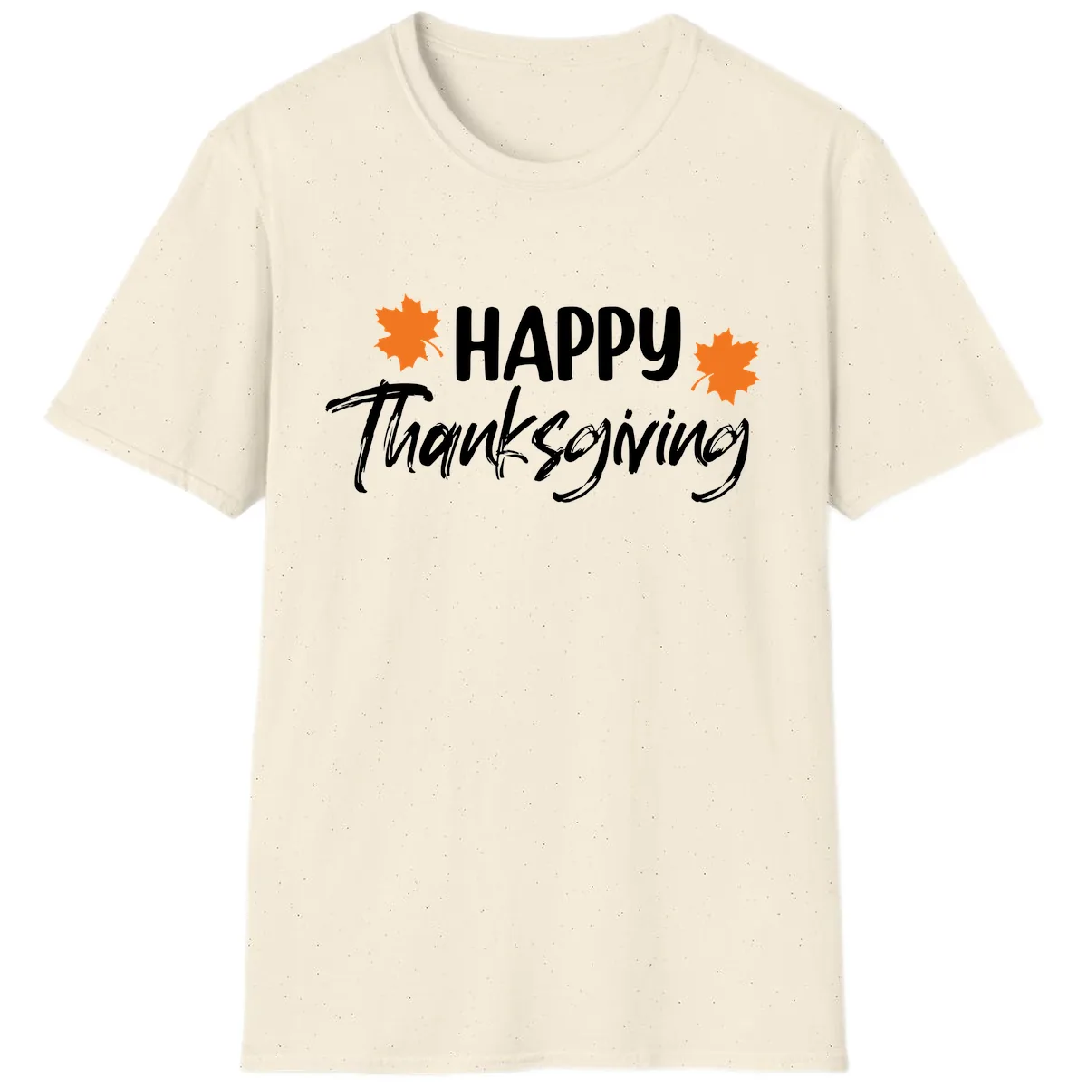 Happy Thanksgiving Typography Design T-Shirt in Natural