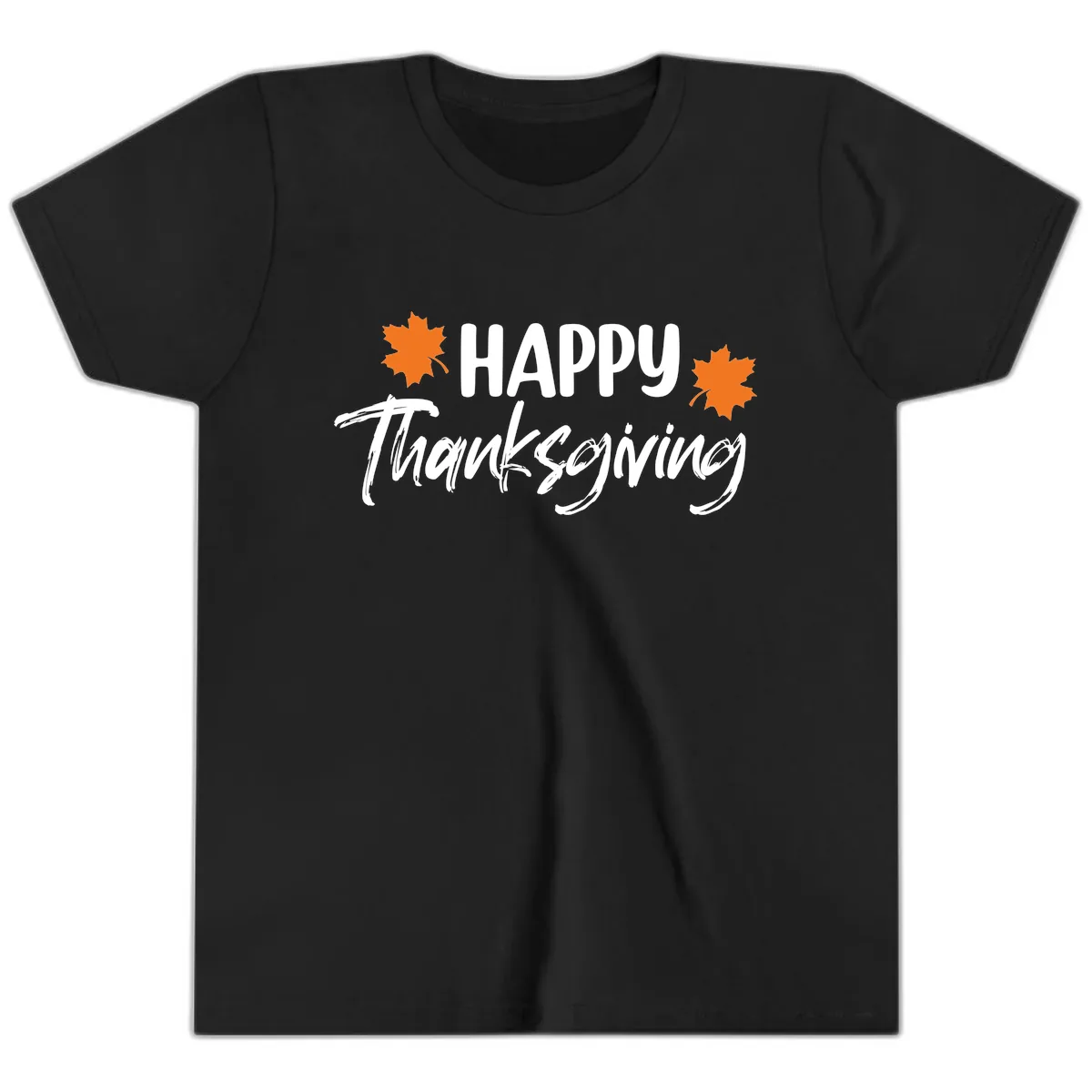 Happy Thanksgiving Typography Design Youth T-Shirt in Black