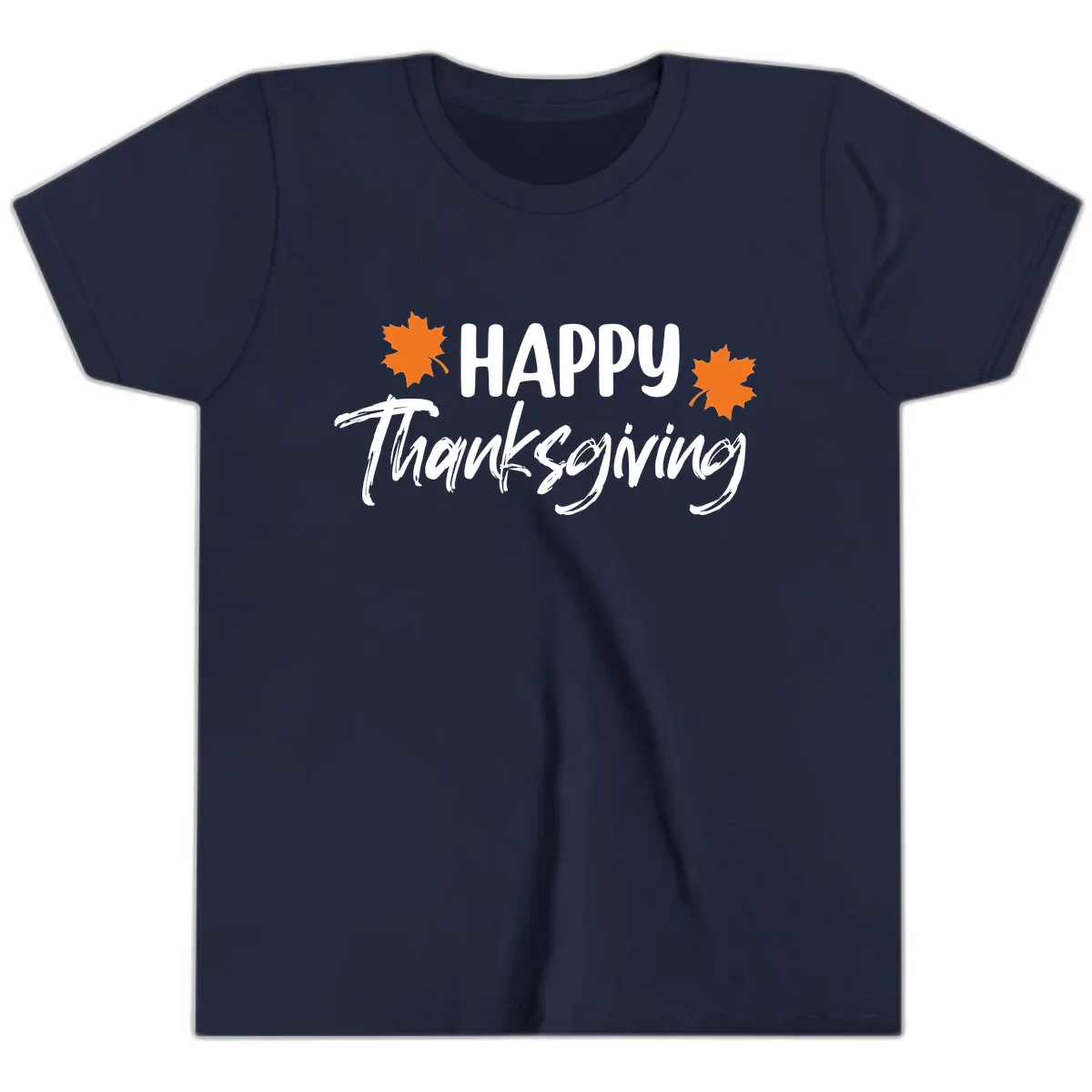 Happy Thanksgiving Typography Design Youth T-Shirt in Navy