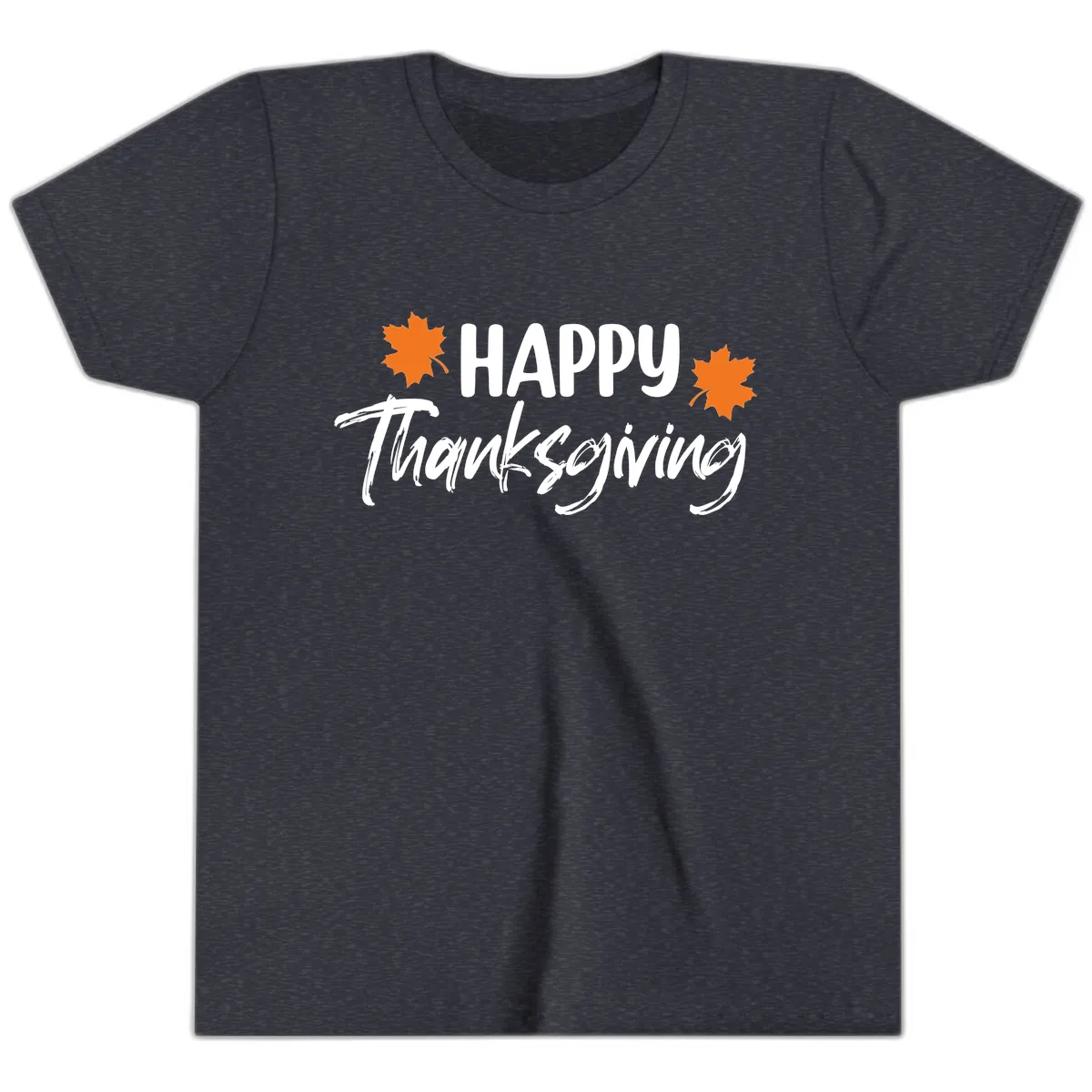 Happy Thanksgiving Typography Design Youth T-Shirt in Heather Navy
