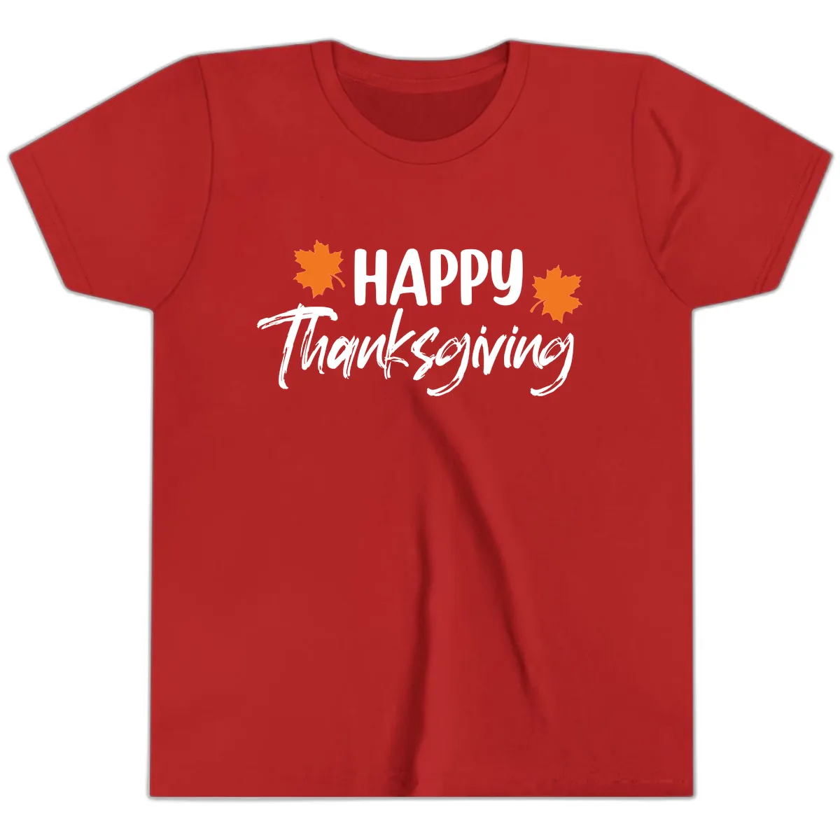 Happy Thanksgiving Typography Design Youth T-Shirt in Red