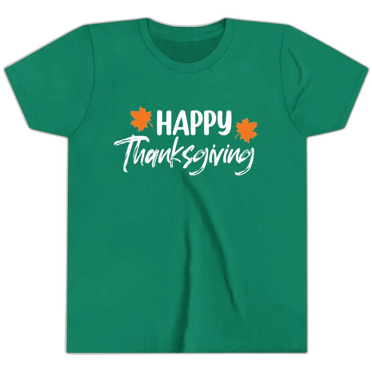 Happy Thanksgiving Typography Design Youth T-Shirt in Kelly