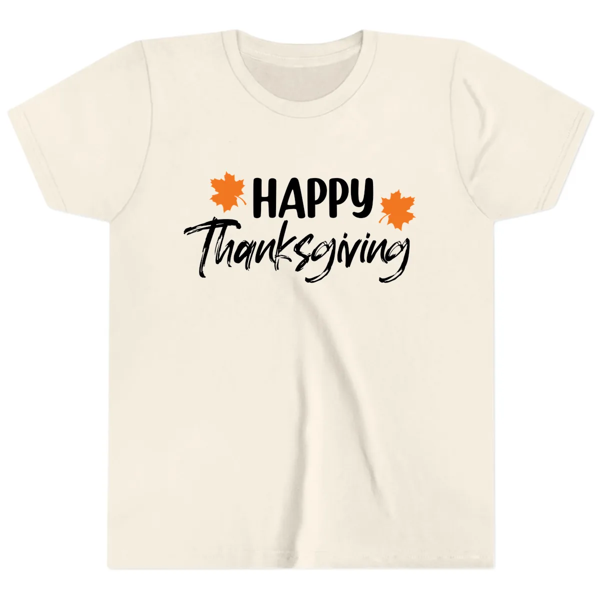 Happy Thanksgiving Typography Design Youth T-Shirt in Natural