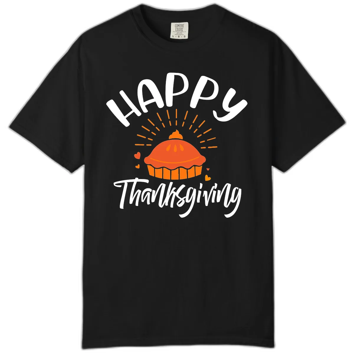 Happy Thanksgiving Pie Illustration Comfort Color in Black