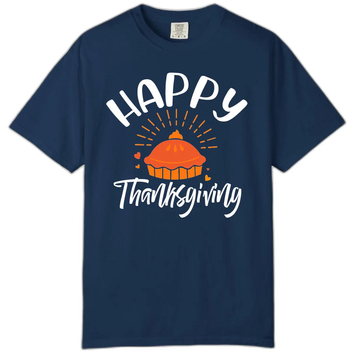 Happy Thanksgiving Pie Illustration Comfort Color in Navy