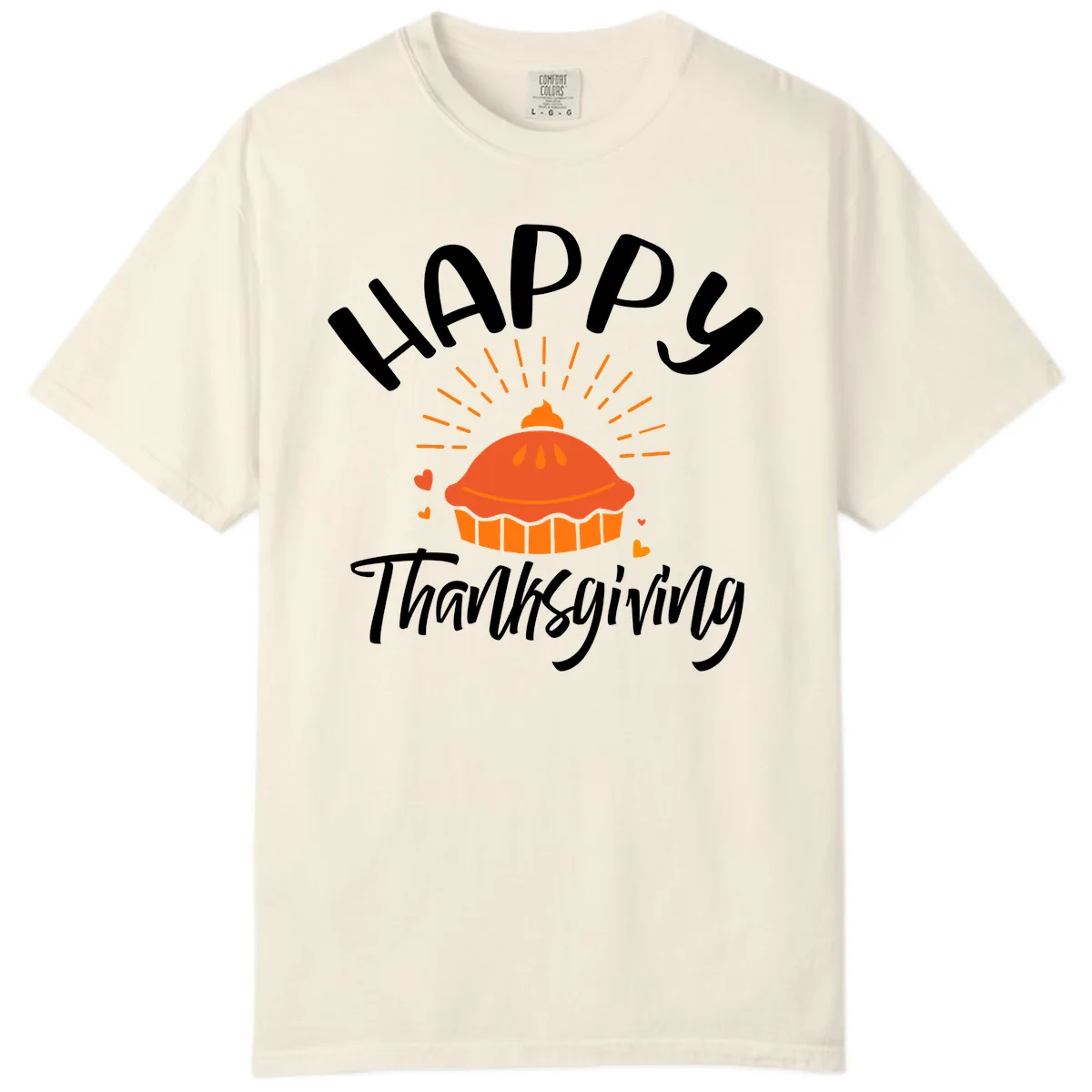 Happy Thanksgiving Pie Illustration Comfort Color in Ivory