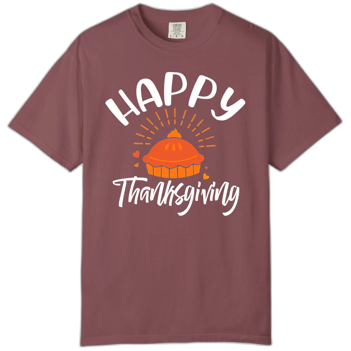 Happy Thanksgiving Pie Illustration Comfort Color in Brick