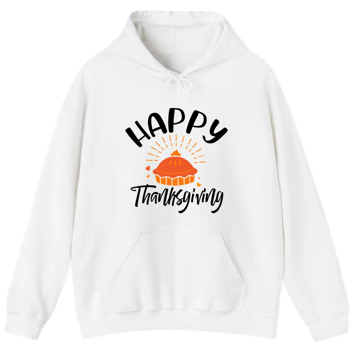 Happy Thanksgiving Pie Illustration Hoodie in White