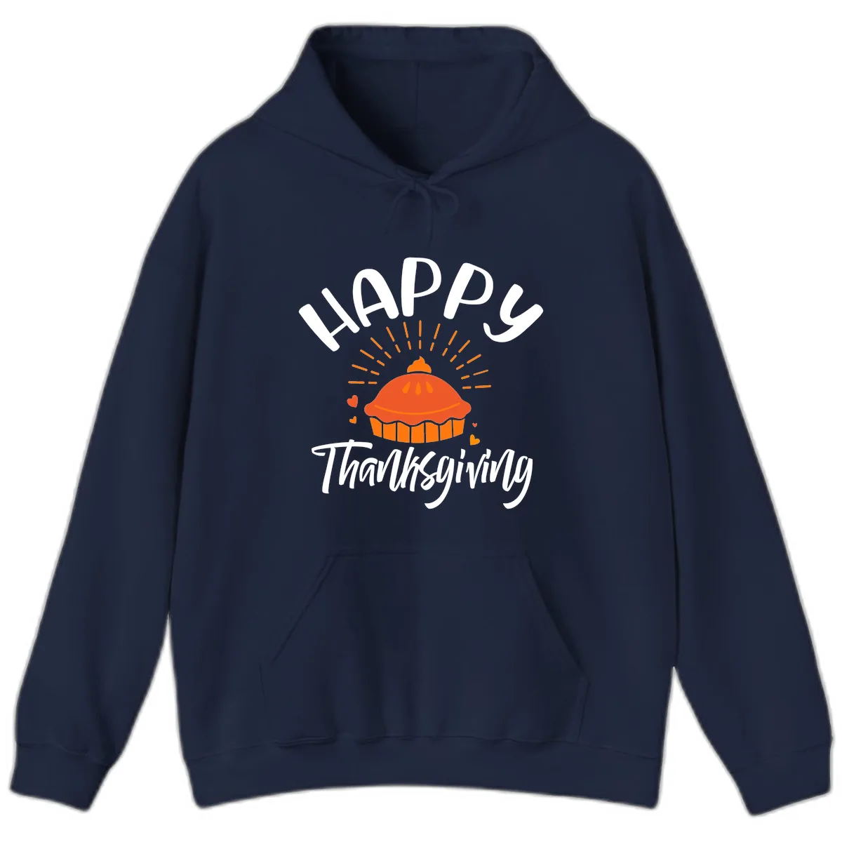 Happy Thanksgiving Pie Illustration Hoodie in Navy