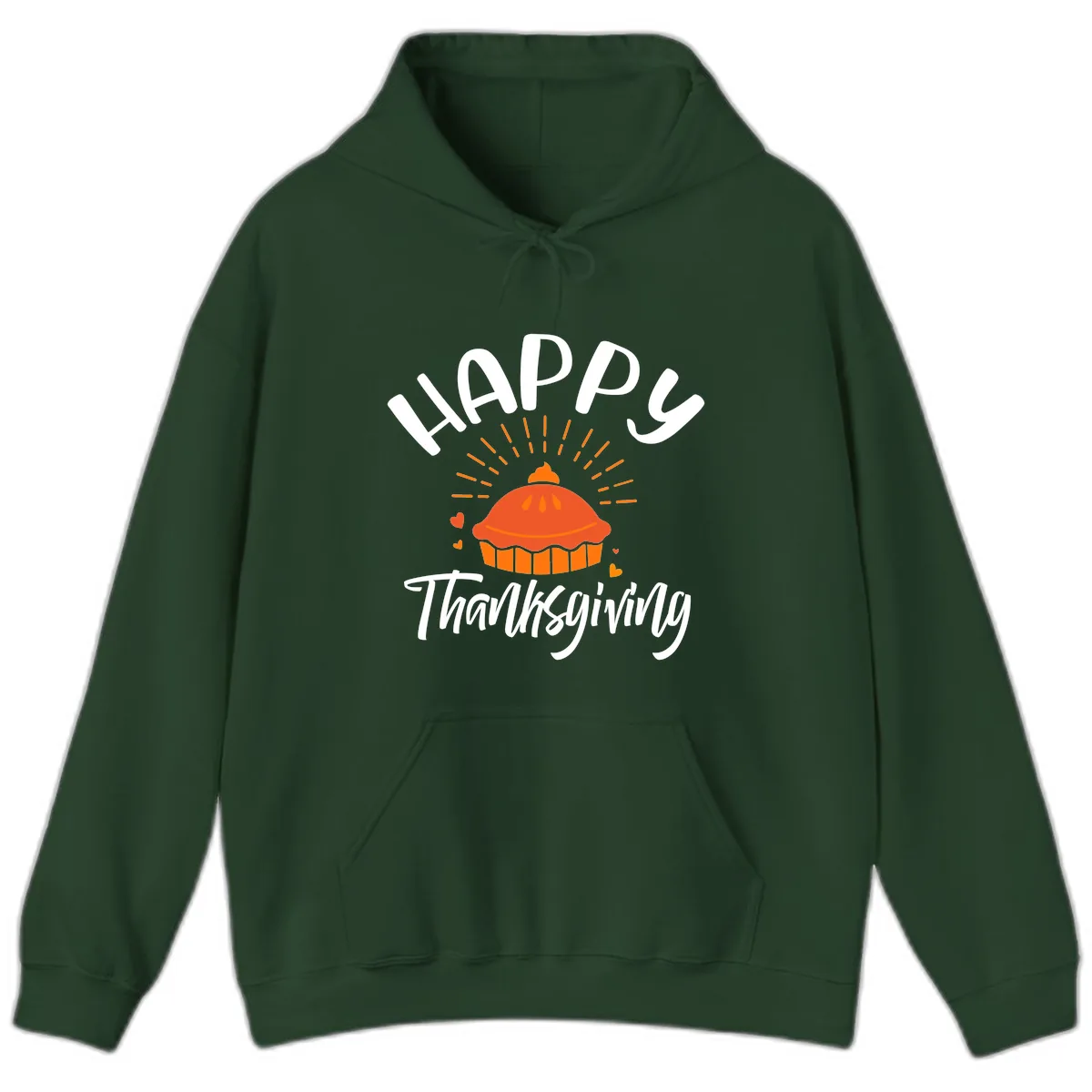 Happy Thanksgiving Pie Illustration Hoodie in Forest Green