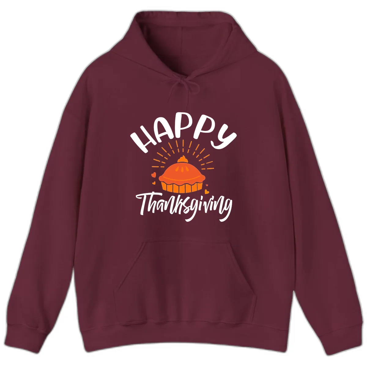 Happy Thanksgiving Pie Illustration Hoodie in Maroon