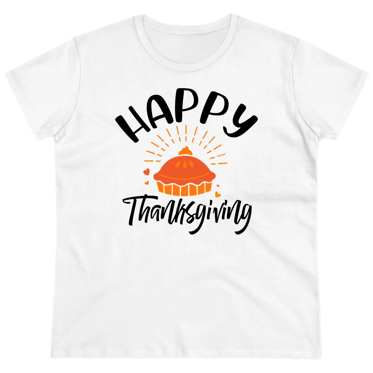 Happy Thanksgiving Pie Illustration Ladies Tee in White