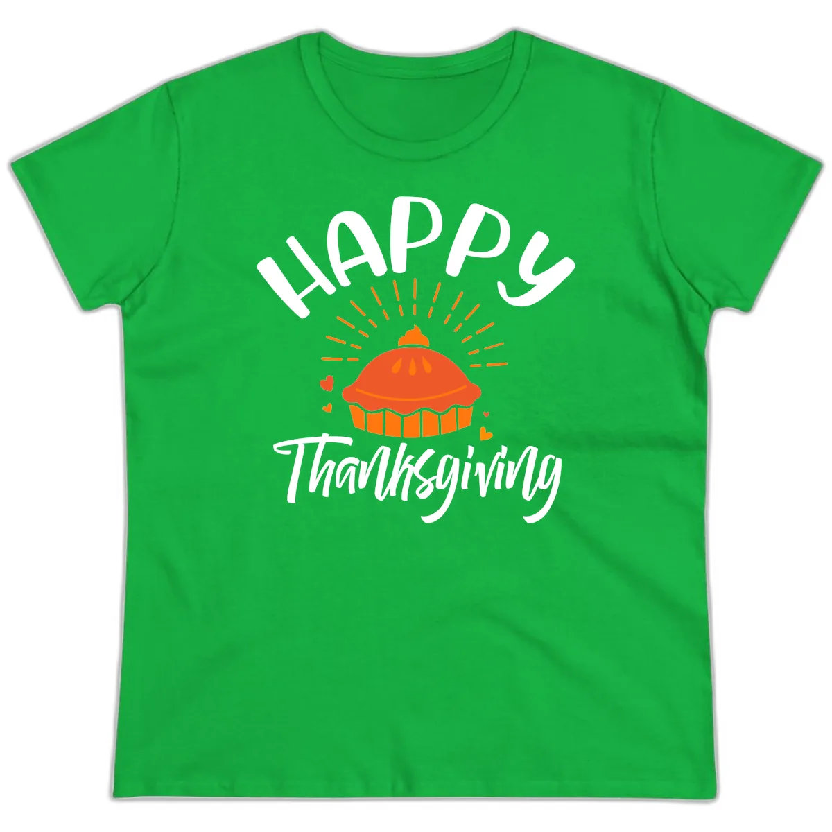 Happy Thanksgiving Pie Illustration Ladies Tee in Irish Green
