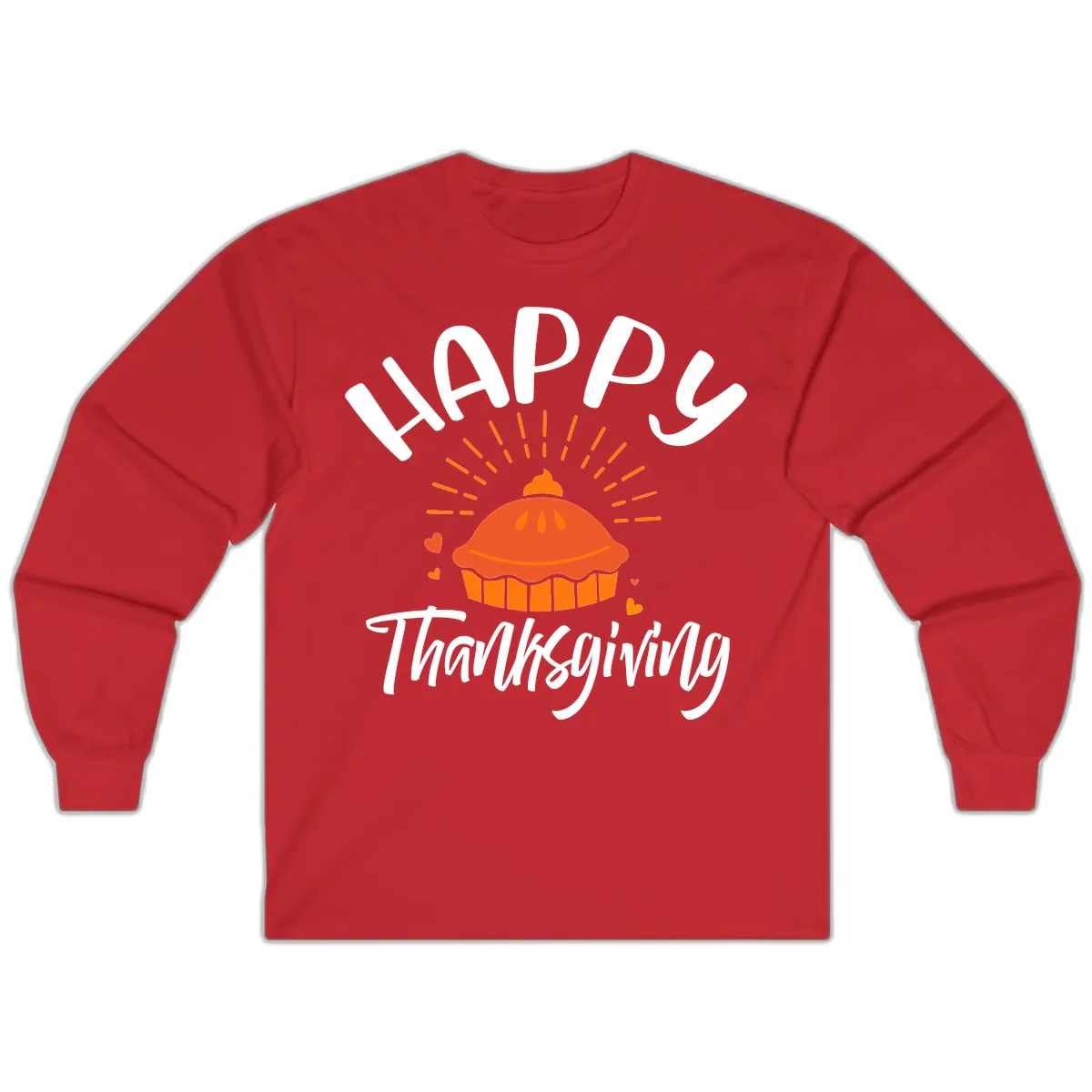 Happy Thanksgiving Pie Illustration Long Sleeve in Red