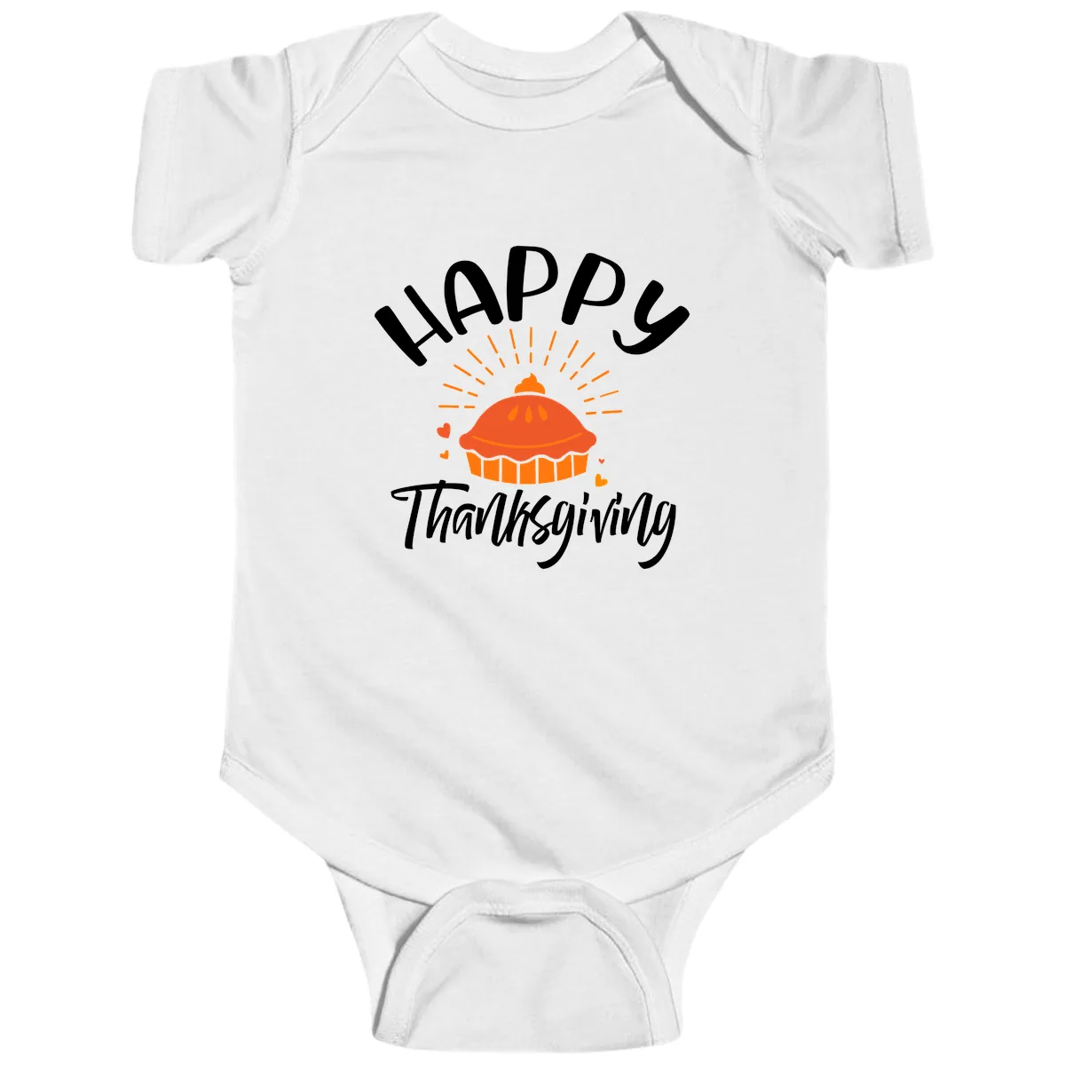 Happy Thanksgiving Pie Illustration Baby Onesie in White