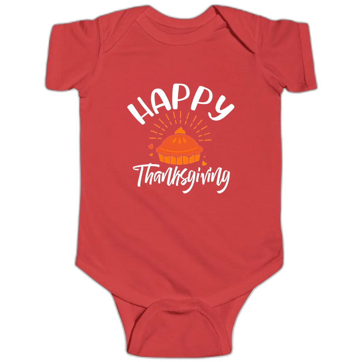 Happy Thanksgiving Pie Illustration Baby Onesie in Red