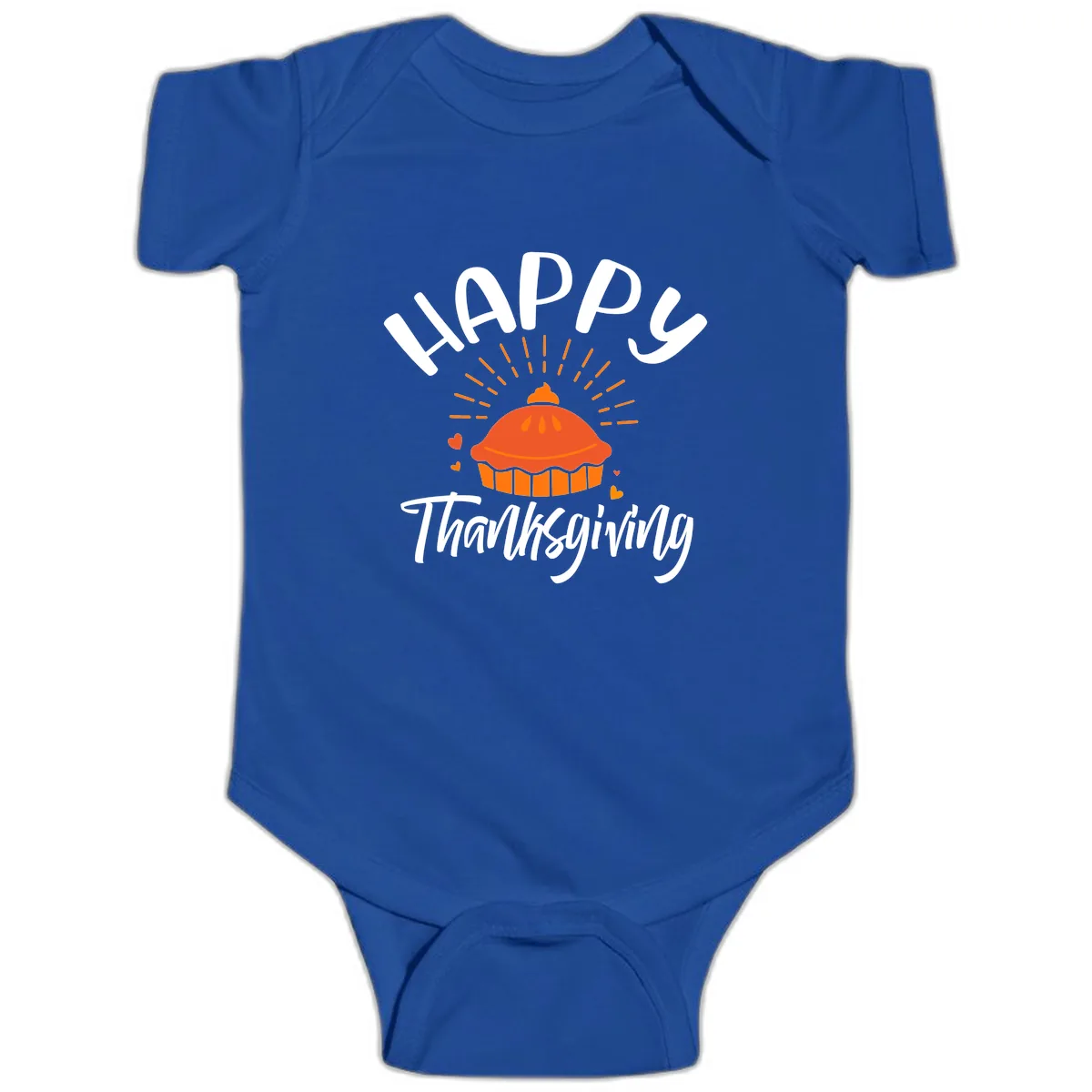Happy Thanksgiving Pie Illustration Baby Onesie in Royal
