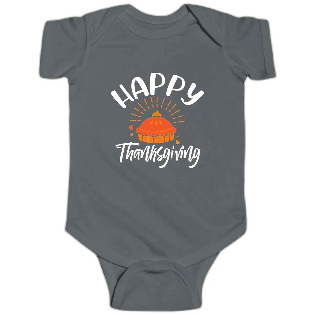 Happy Thanksgiving Pie Illustration Baby Onesie in Charcoal