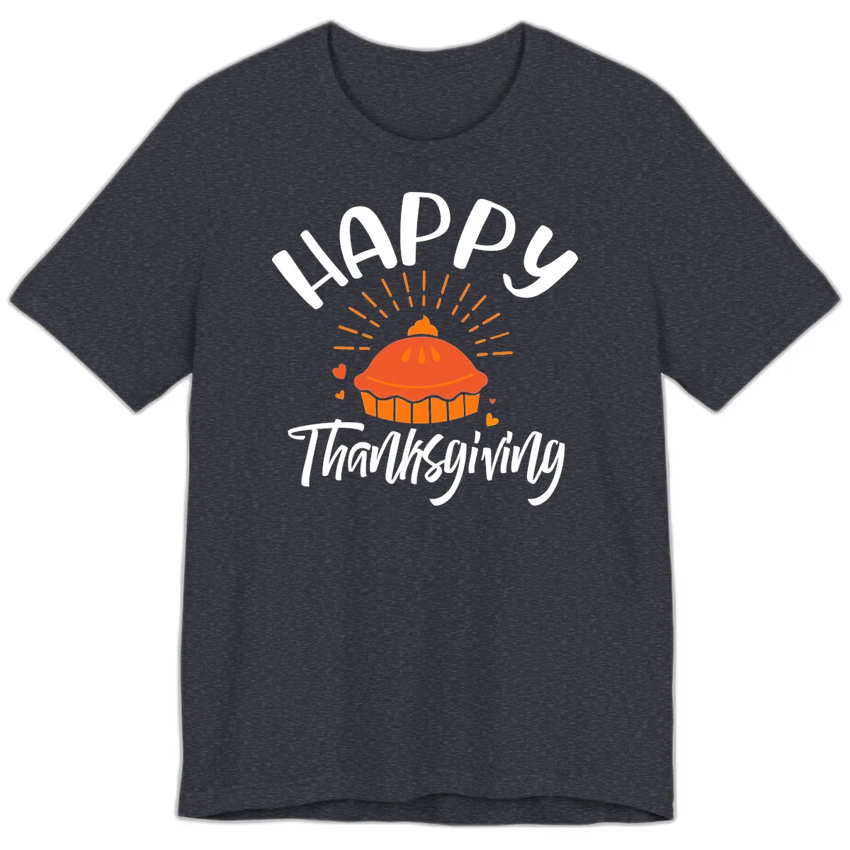 Happy Thanksgiving Pie Illustration Premium T-Shirt in Heather Navy