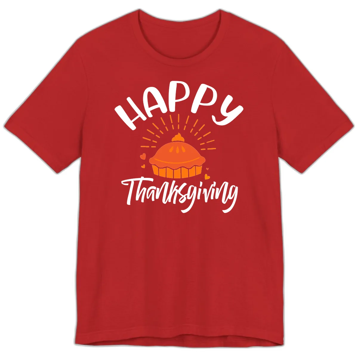 Happy Thanksgiving Pie Illustration Premium T-Shirt in Red
