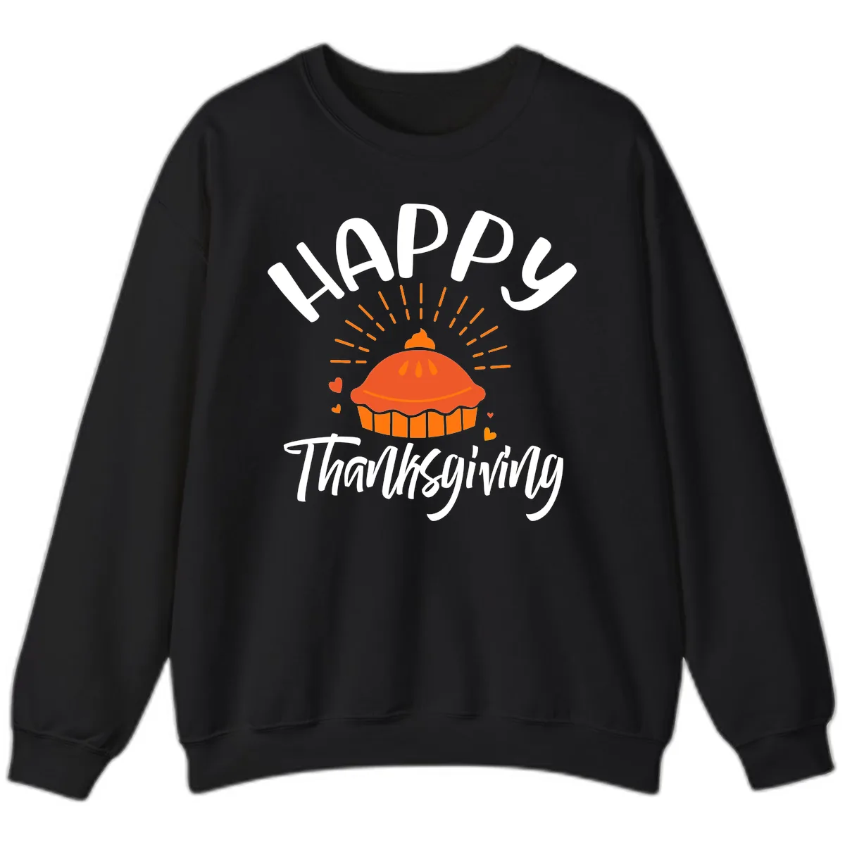 Happy Thanksgiving Pie Illustration Sweatshirt in Black