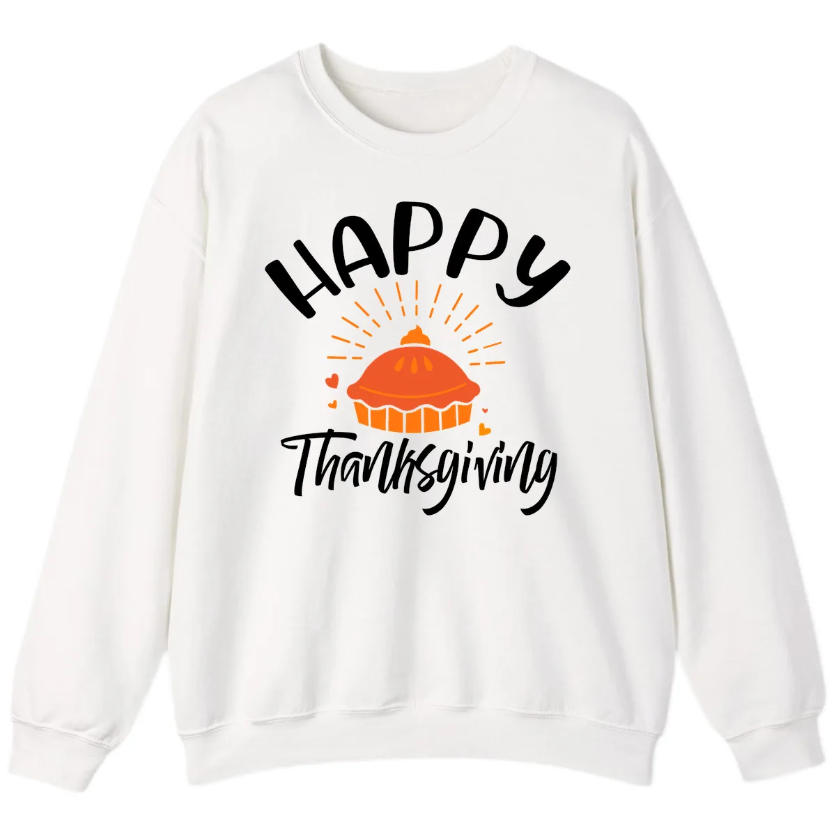 Happy Thanksgiving Pie Illustration Sweatshirt in White