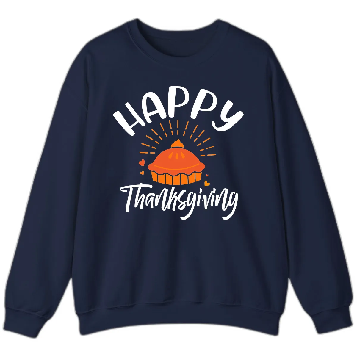 Happy Thanksgiving Pie Illustration Sweatshirt in Navy