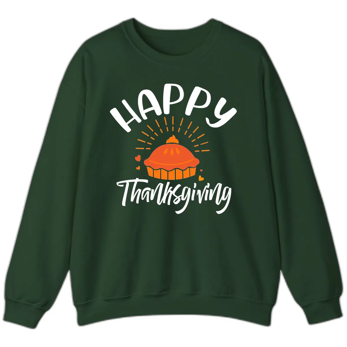 Happy Thanksgiving Pie Illustration Sweatshirt in Forest Green