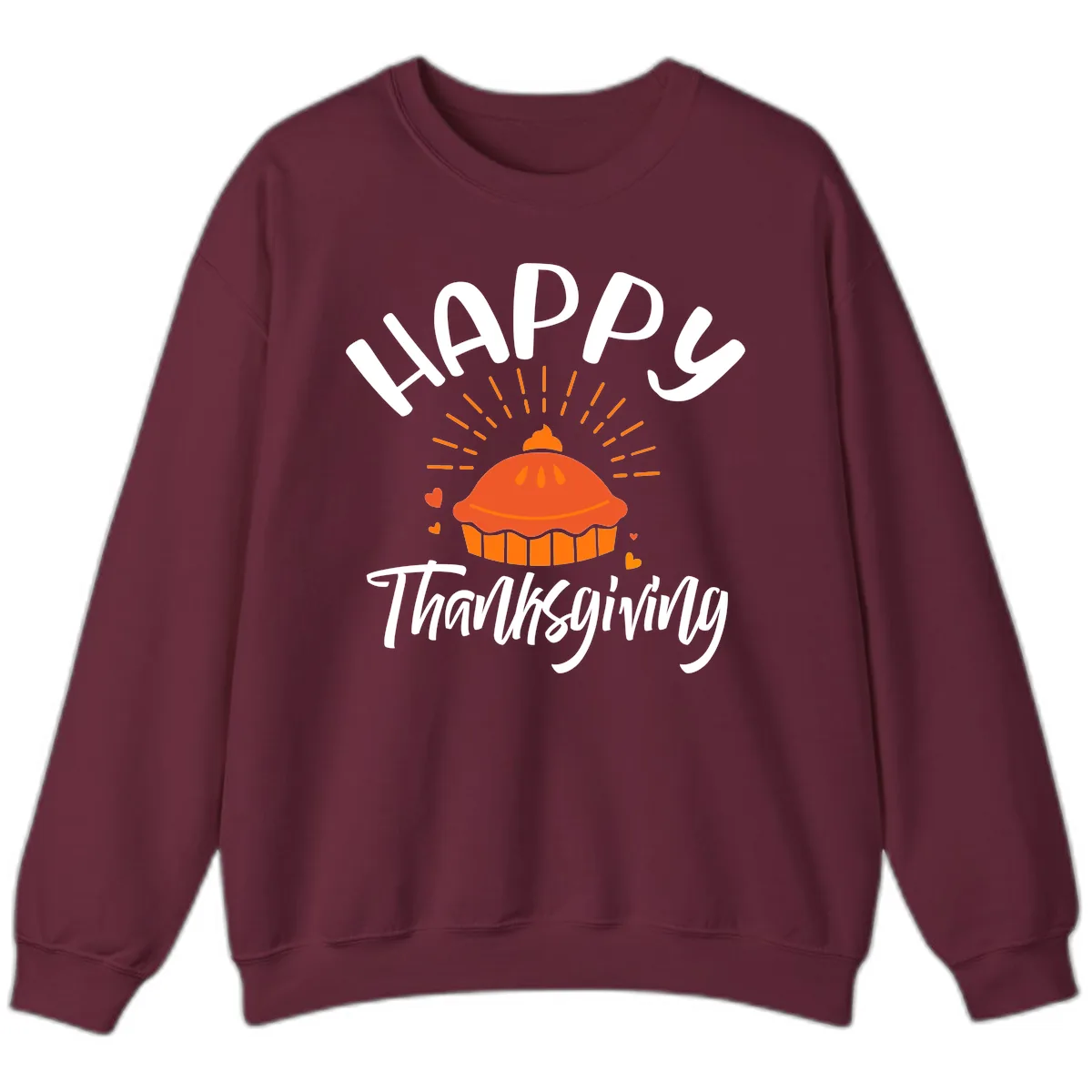 Happy Thanksgiving Pie Illustration Sweatshirt in Maroon
