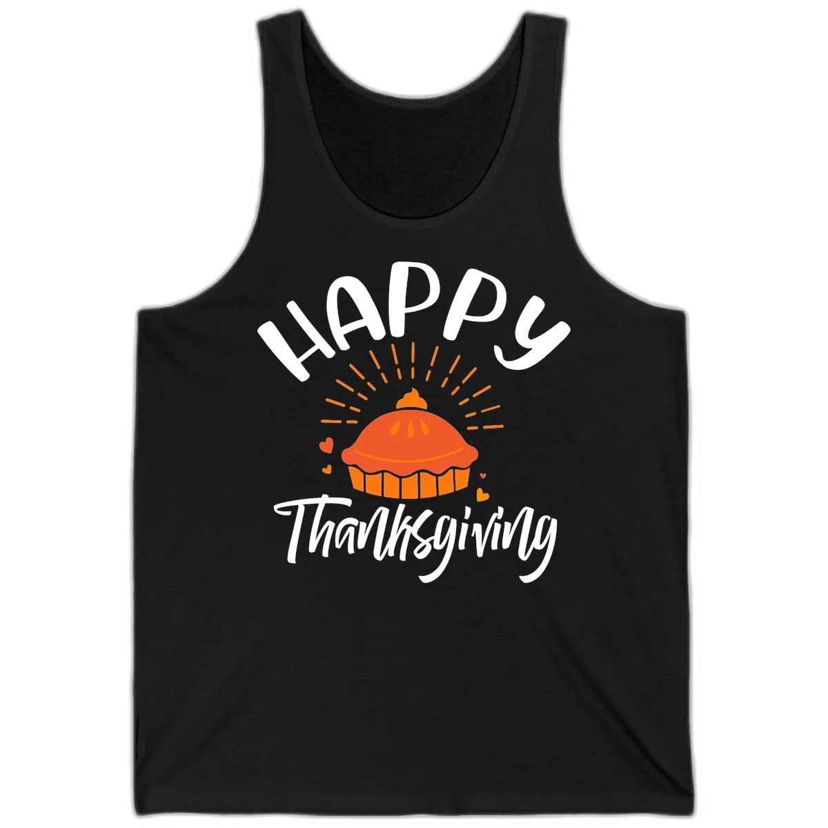 Happy Thanksgiving Pie Illustration Tank in Black