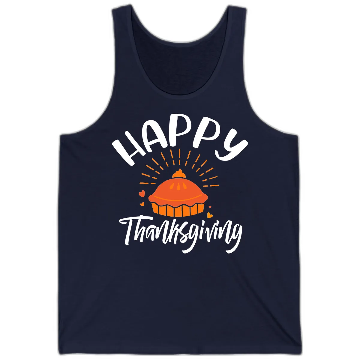 Happy Thanksgiving Pie Illustration Tank in Navy