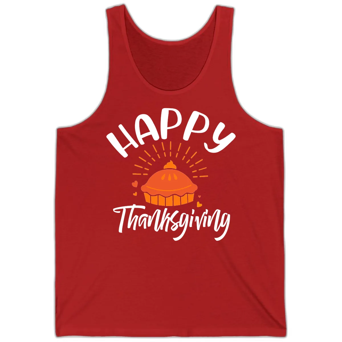 Happy Thanksgiving Pie Illustration Tank in Red