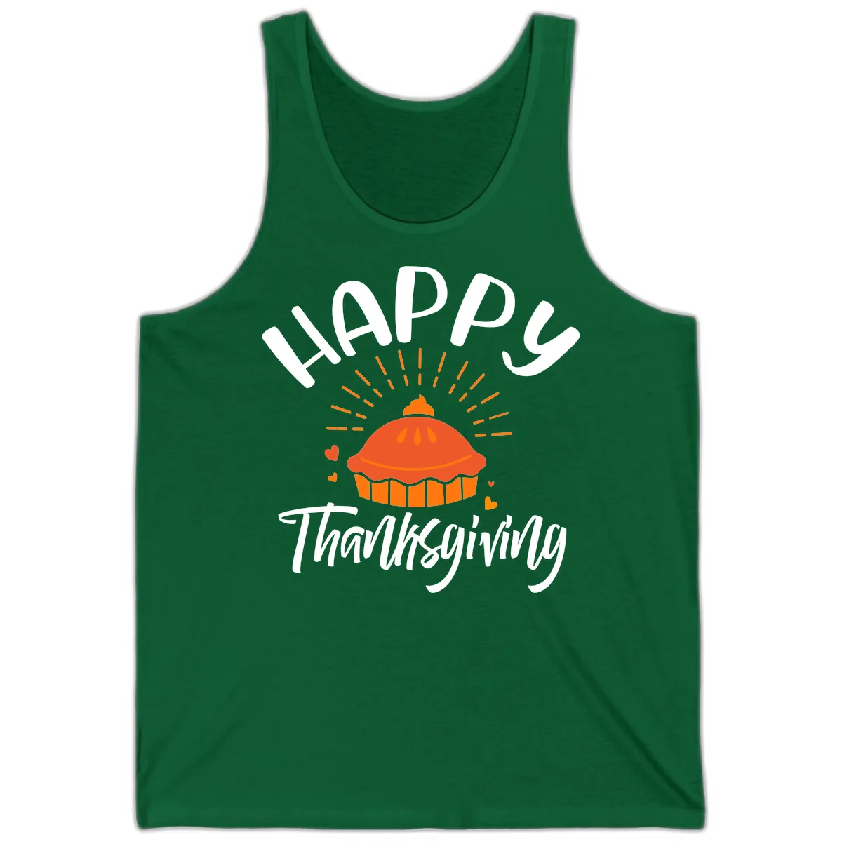 Happy Thanksgiving Pie Illustration Tank in Kelly
