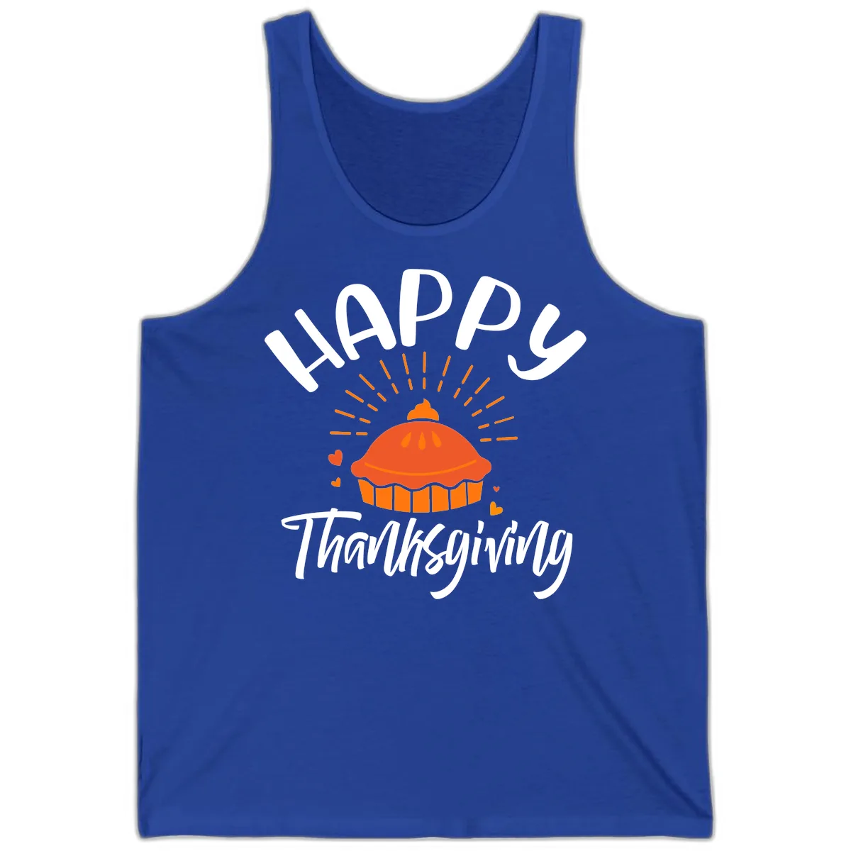 Happy Thanksgiving Pie Illustration Tank in True Royal
