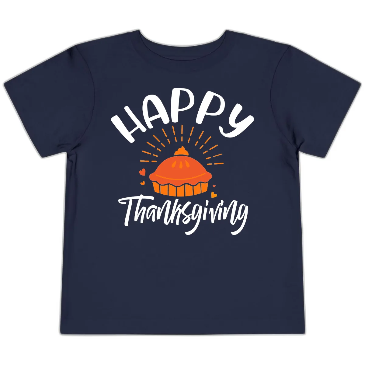 Happy Thanksgiving Pie Illustration Toddler T-Shirt in Navy