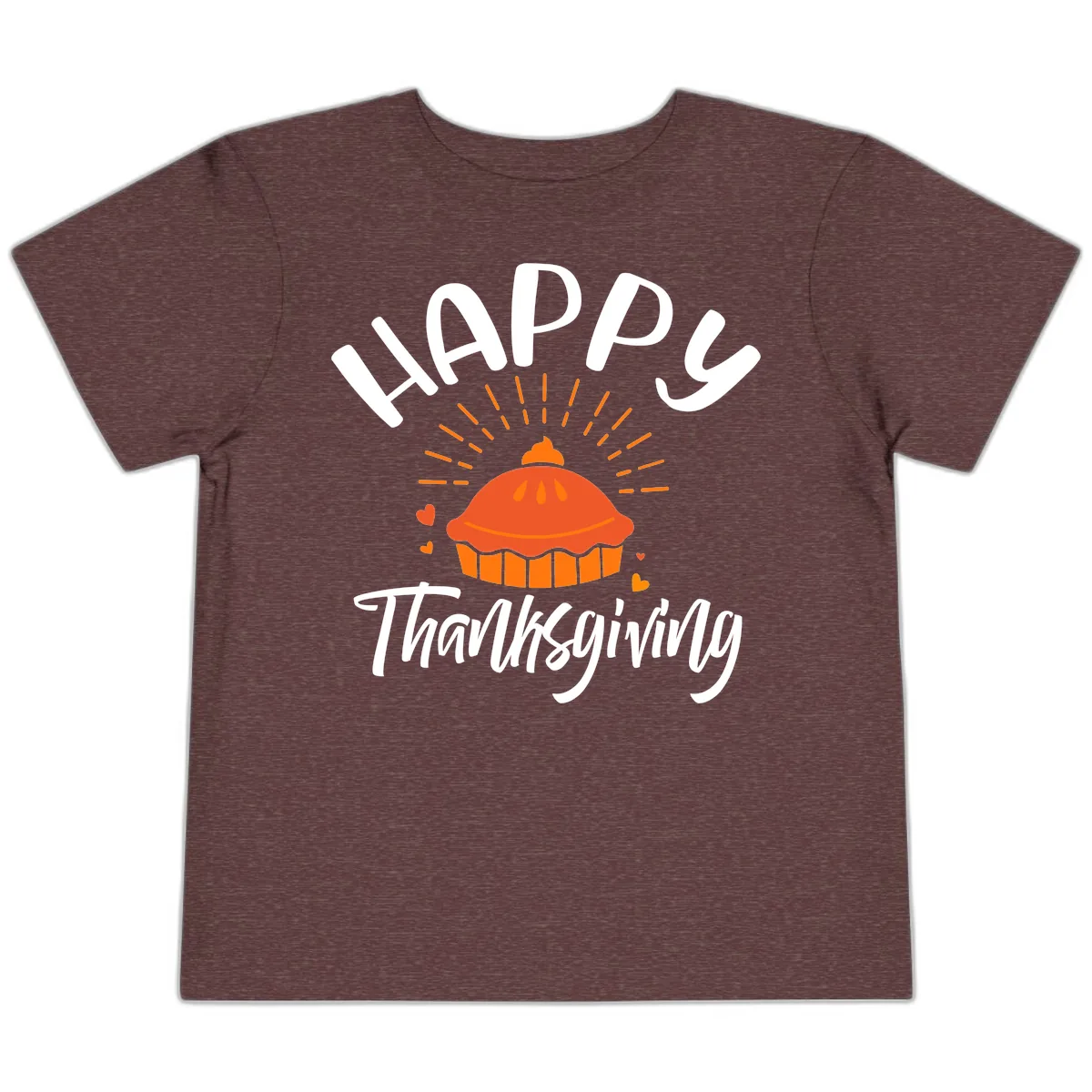 Happy Thanksgiving Pie Illustration Toddler T-Shirt in Heather Maroon