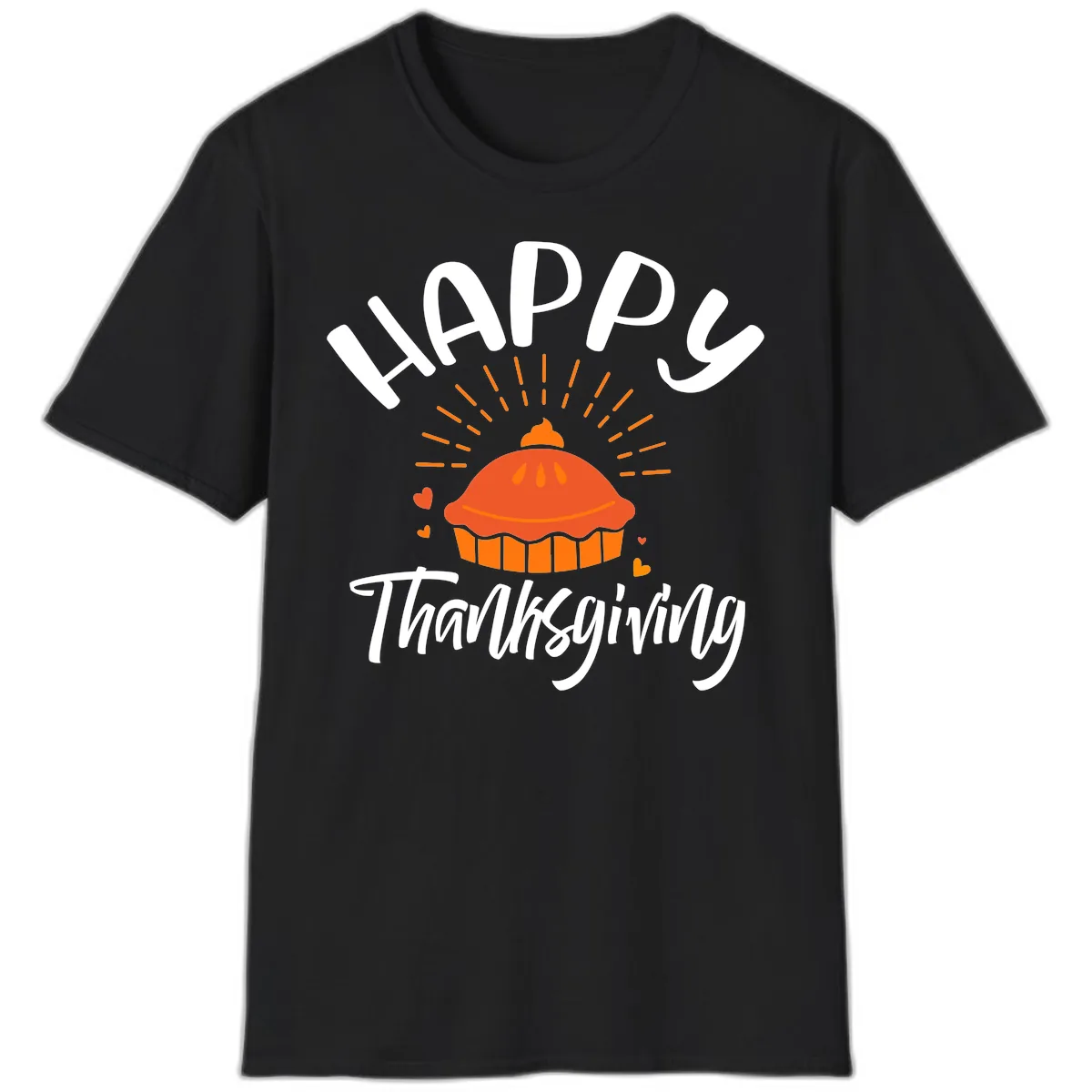 Happy Thanksgiving Pie Illustration T-Shirt in Black
