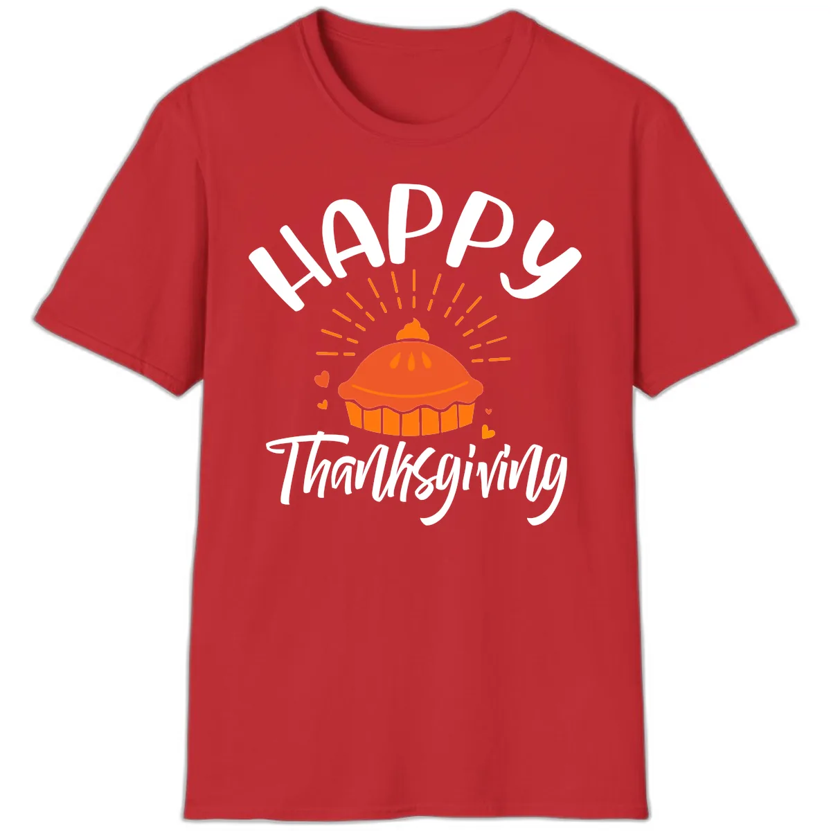 Happy Thanksgiving Pie Illustration T-Shirt in Red