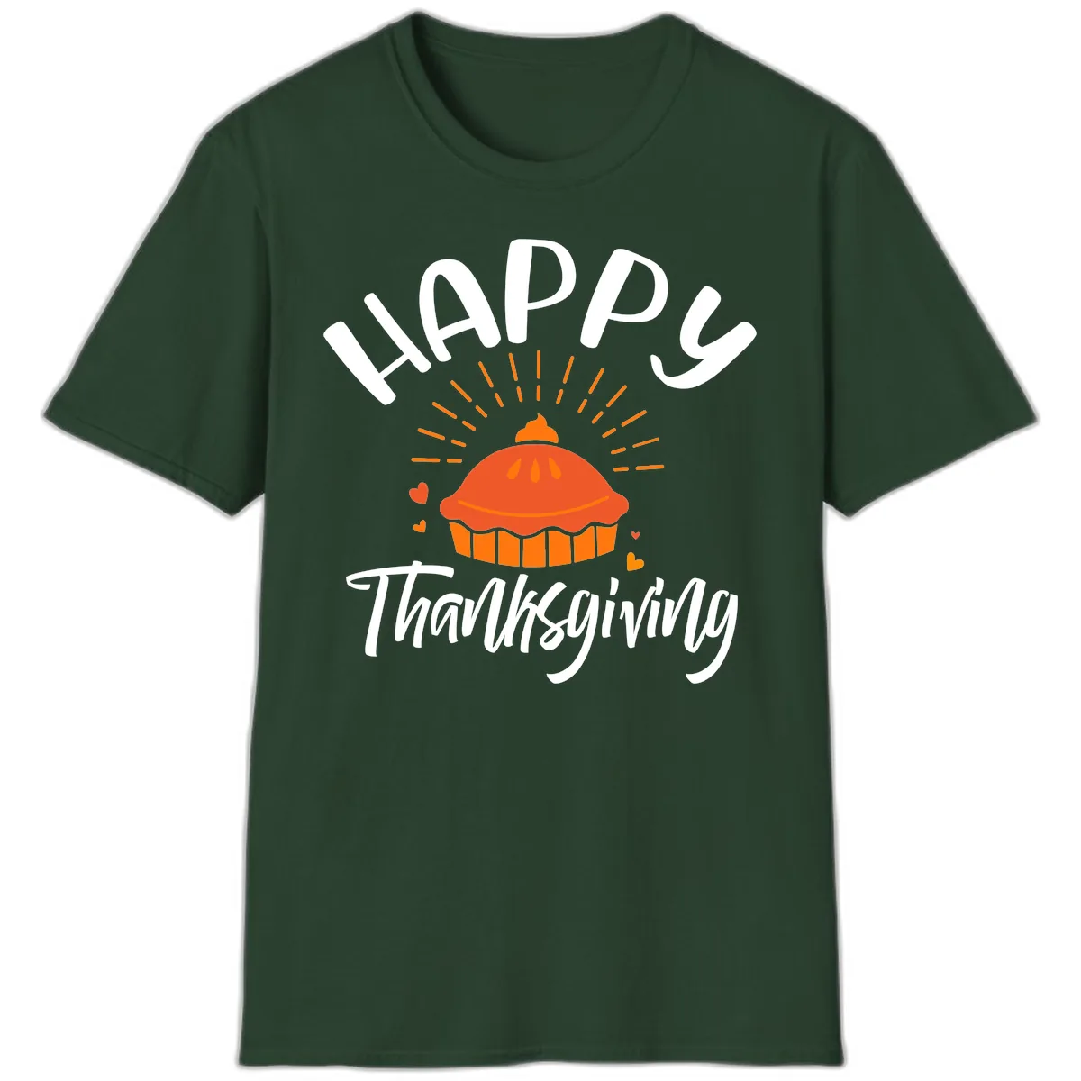 Happy Thanksgiving Pie Illustration T-Shirt in Forest Green