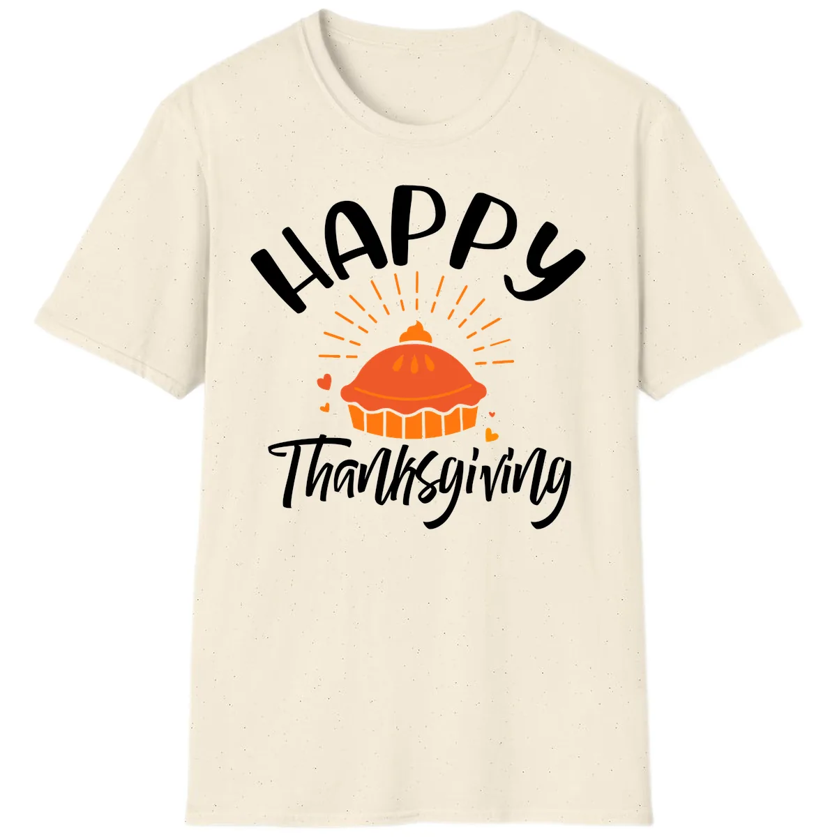 Happy Thanksgiving Pie Illustration T-Shirt in Natural
