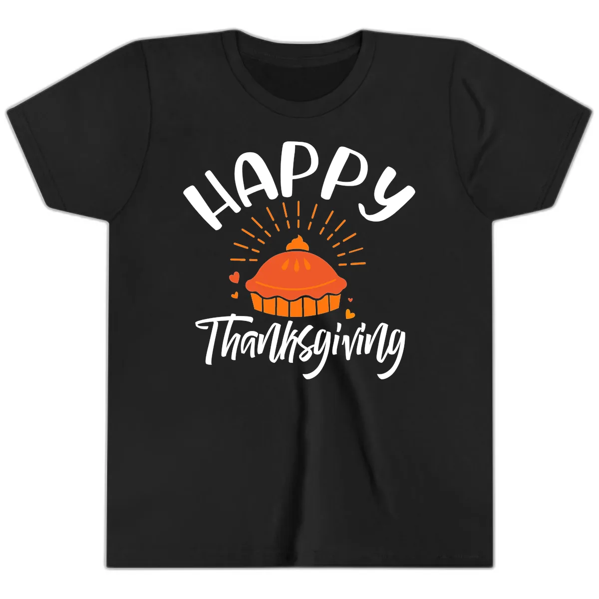 Happy Thanksgiving Pie Illustration Youth T-Shirt in Black