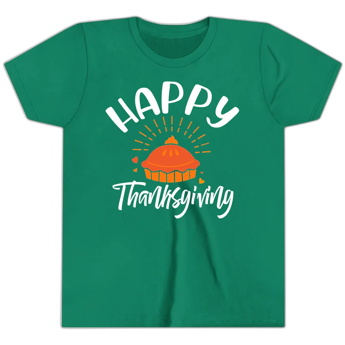 Happy Thanksgiving Pie Illustration Youth T-Shirt in Kelly