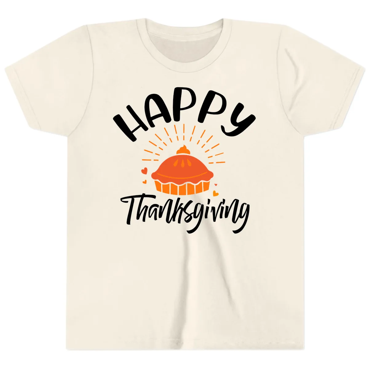 Happy Thanksgiving Pie Illustration Youth T-Shirt in Natural