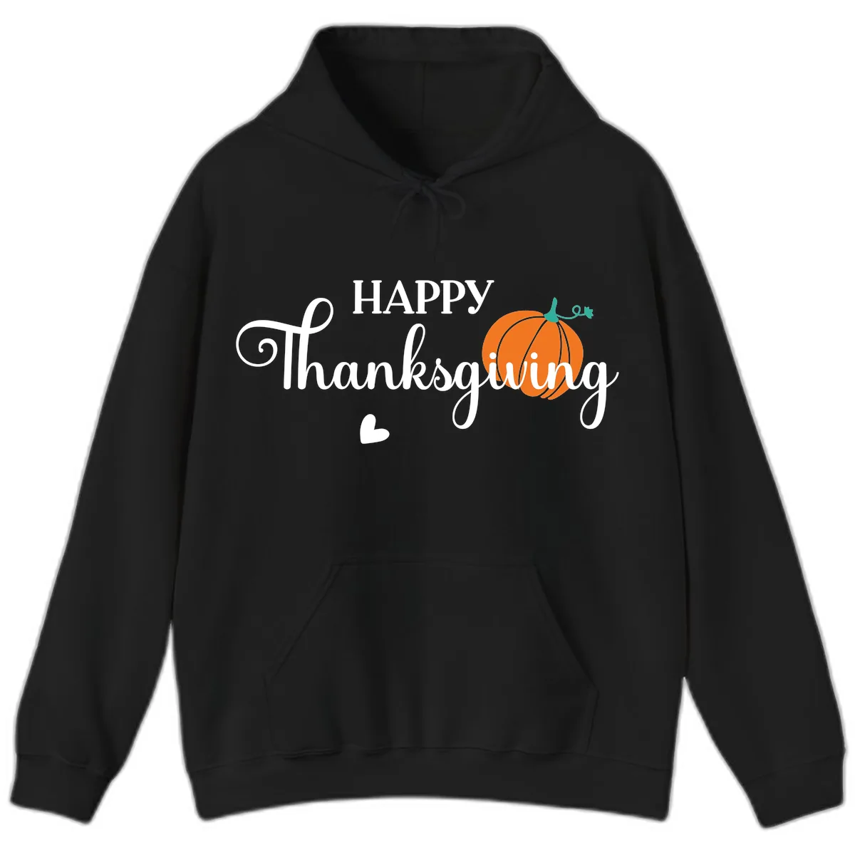 Happy Thanksgiving Script Design Hoodie in Black