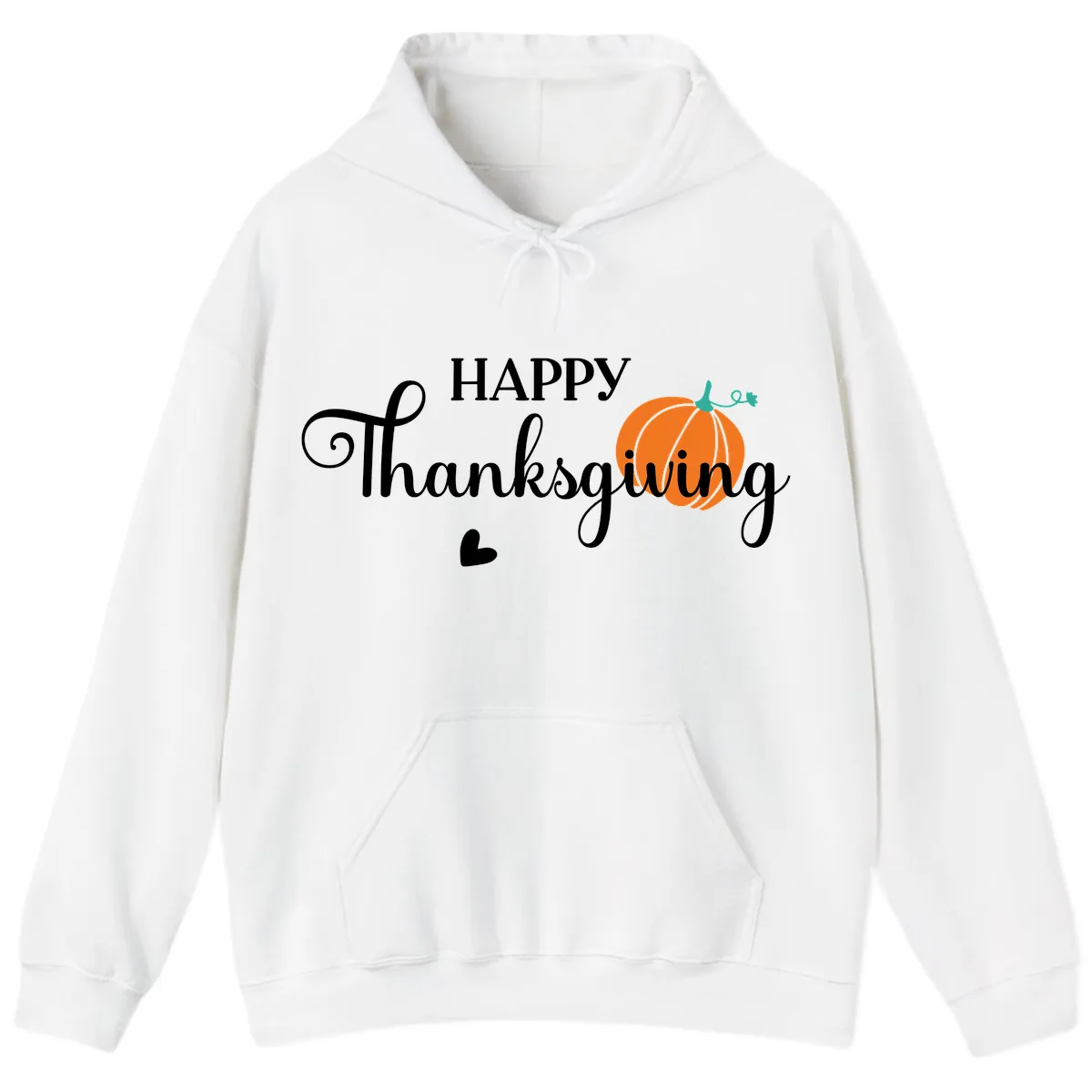 Happy Thanksgiving Script Design Hoodie in White