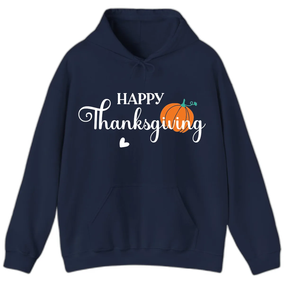 Happy Thanksgiving Script Design Hoodie in Navy