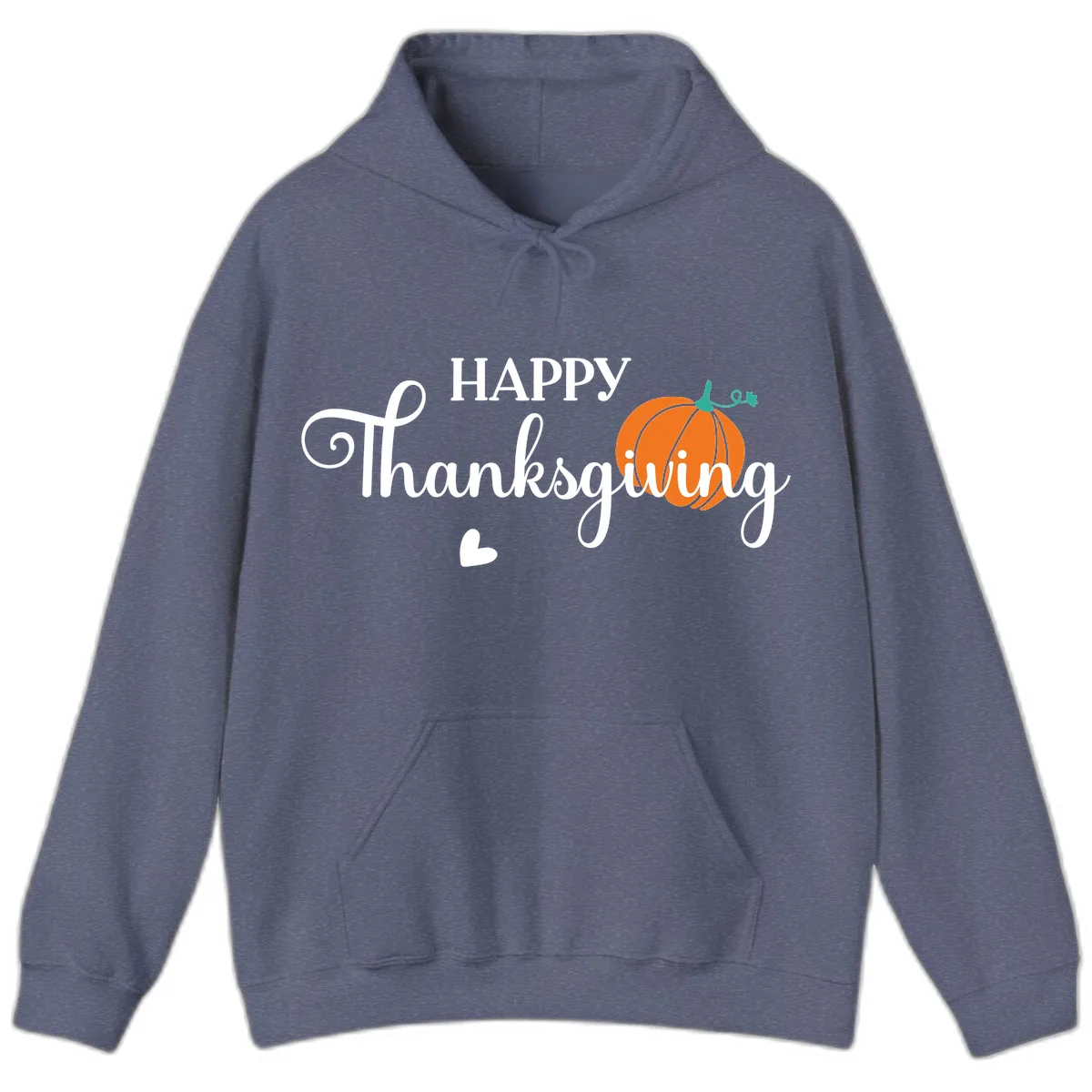 Happy Thanksgiving Script Design Hoodie in Heather Navy