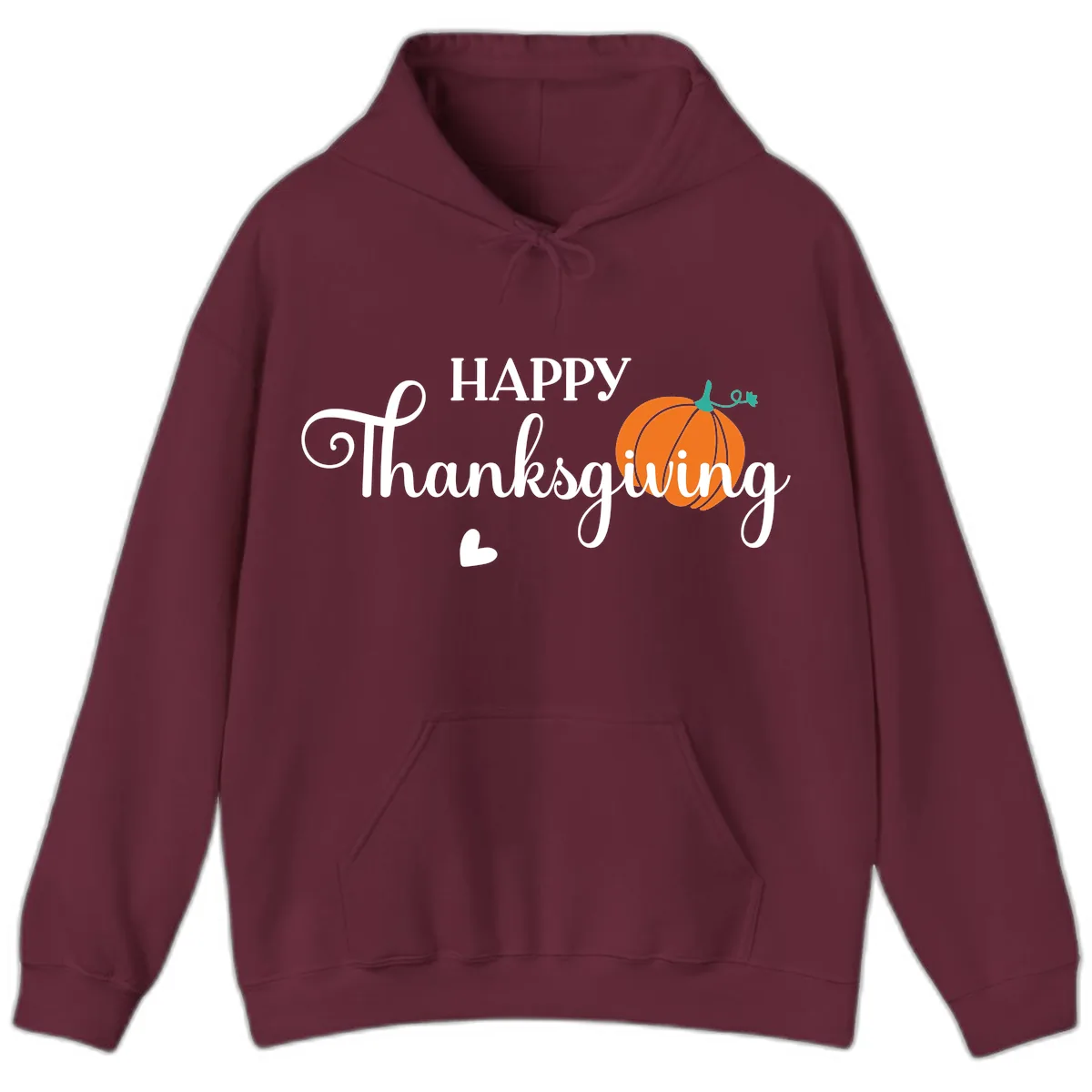 Happy Thanksgiving Script Design Hoodie in Maroon
