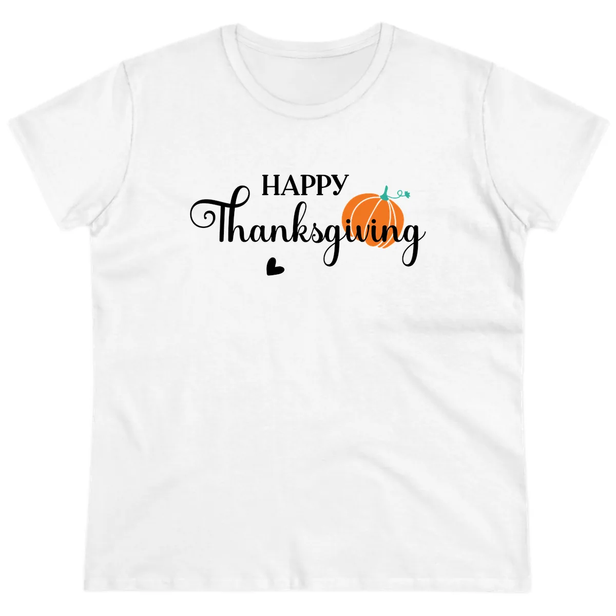 Happy Thanksgiving Script Design Ladies Tee in White