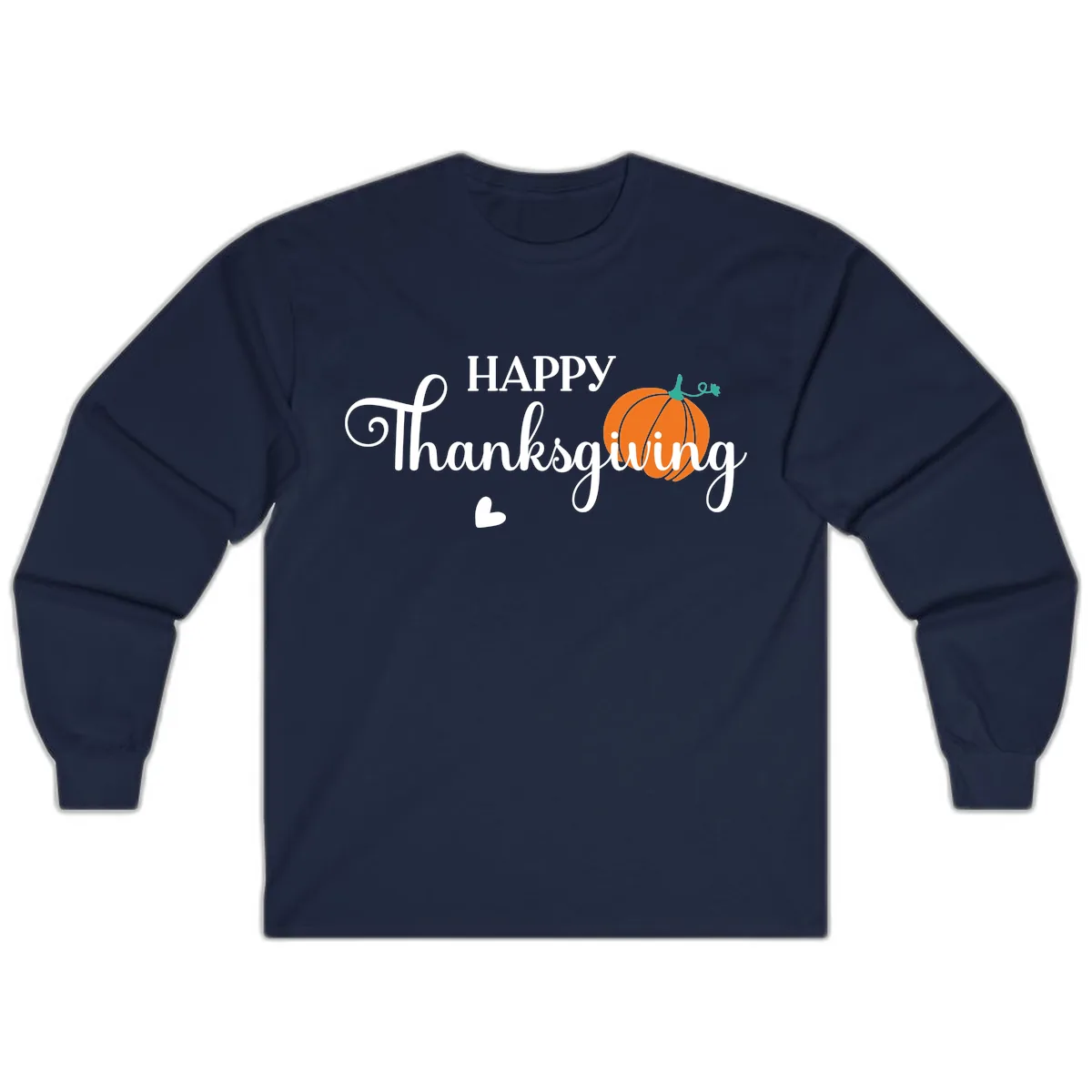 Happy Thanksgiving Script Design Long Sleeve in Navy